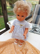 VINTAGE  POUPEE RAYNAL 42 cm  bouche entr' ouverte blonde ,yeux dormeurs bleu