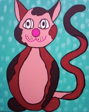mélanie carrouër art naïf  " chat  chocolat "  acylique sur toile 24X30