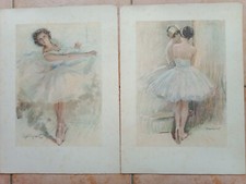 LEON ULLMAN PARIS 2 Dessins LITHOGRAPHIE - DANSEUSE BALLET TUTU sur ARCHES signé