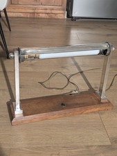 Ancienne lampe de bureau vintage métal et bois – design moderniste Art Deco