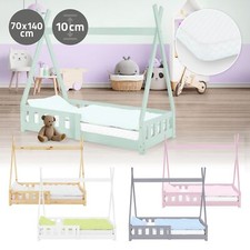 Lit tipi d'enfants bois de pin protection anti chutes/matelas 140x70 cm á choix