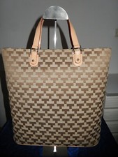 RARE GRAND SAC A MAIN CABAS LE TANNEUR CUIR ET TOILE VINTAGE ACCESSOIRE DE MODE 