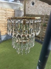 Lustre à pampilles avec 3 couronnes Laiton et 3 étages Diametre 30cm