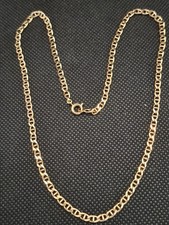 Collier Chaîne En Plaque Or Maille Marine Art Nouveau Deco Poinçonné