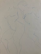 Dessin Sur Papier Femme Nue Nu