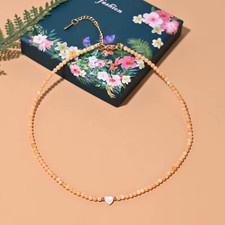 Lune Fille Nacre Perles Coeur