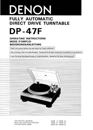 Manuel utilisation denon - manuel,