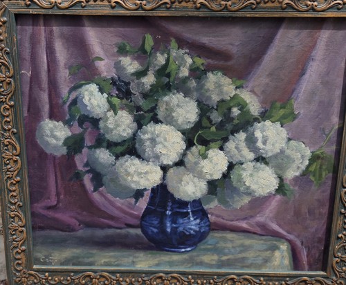 Tableau signé bouquet de - ,