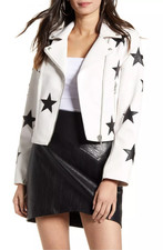 Veste en cuir blanc pour femme