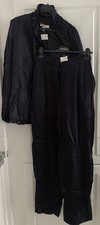 Ensemble TAILLEUR fluide Large Effet Volanté Veste Et Pantalon Bleu Nuit H&M 36
