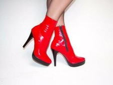 Bottines En Laque Rouge