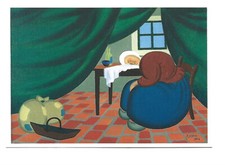 PEINTURE  PEINTRE  MAURICE ESTEVE  PAYSANNE ENDORMIE