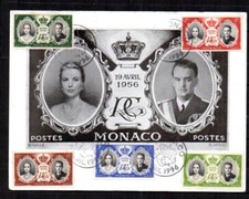 Maxi Carte Premier Jour Monaco Mariage Princier  19 Avril 56 - Timbres N°473/477