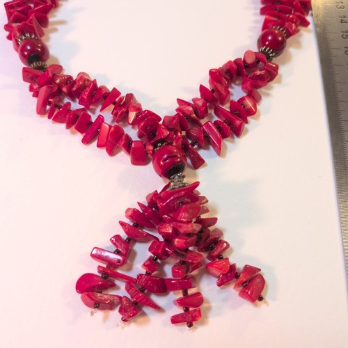 Collier pierre corail rouge