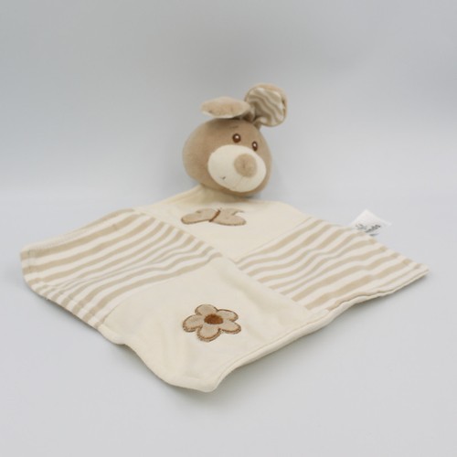 Doudou plat lapin - beige, blanc