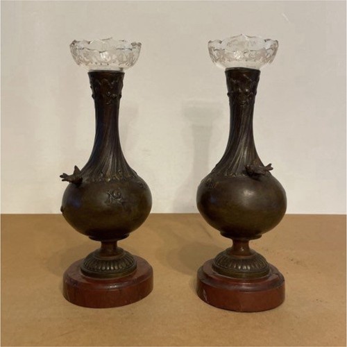 Paire bougeoirs bronze - de,