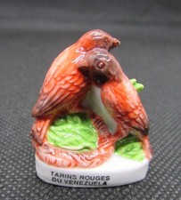 Fève Série les Oiseaux " Les Tarins rouge du Venezuela couple " Bird #H2