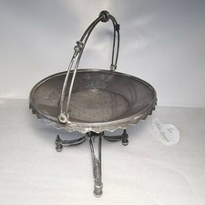 🔅 Ancienne grande coupe en métal décor echassier et feuillages