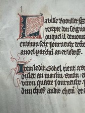 Vers 1370 1420 Acte Seigneurial de Tenure de Terres Belle Lettrines, caligraphie