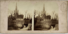 Angleterre, Church Holly Trinity Vintage stereo card, Tirage albuminé  8,5