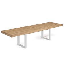 Table à manger extensible rectangle PHOENIX 6-12 personnes bois et blanc 200-300
