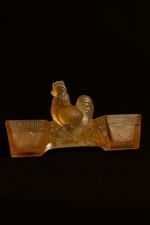 Ancienne Salière Verre presse ambre- prise Coq- Portieux Vallerysthal, SV -TBE