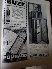 VUITTON malle armoire 17 + SUZE + MOLINARD pub papier ILLUSTRATION 1932