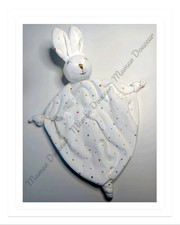 Doudou plat lapin blanc - doudou, nez
