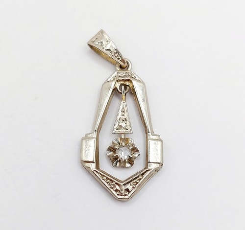 Pendentif art deco blanc - or,