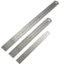 Echelle Règle Set De 3 Double Face Anticorrosif Métal Acier Inoxydable Neuf