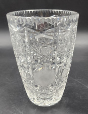 Vase ancien en Cristal de Bohème, au riche Décor taillé à la Roue, marqué