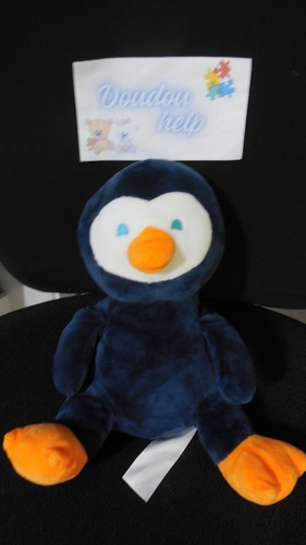 Doudou peluche pingouin bleu - doudou,