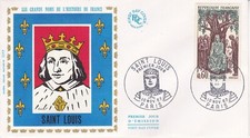 Enveloppe 1er jour Histoire de France Saint Louis 1967 soie FDC