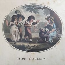 Gravure Eau Forte HOT COCKLES Bartolozzi Deb XIXè Etching 19C Aquatinte Encadré
