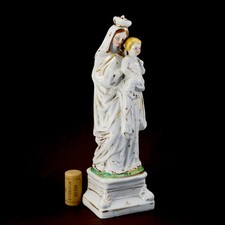 Vierge à l'enfant Jésus en porcelaine de Paris fin XIXème siècle - Beaux visages