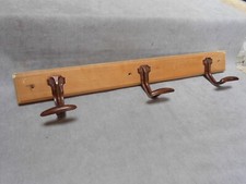 Porte-manteaux Vintage en bois 3 Patères en métal  63 cm L