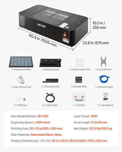 Vevor graveur laser co2 55w - vevor,