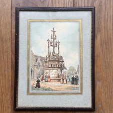 BARDAY Calvaire de Plougonven Bretagne Aquarelle Originale Encadrée 