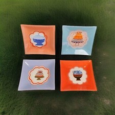 4 Coupelles/ Assiette Fragonard Verre 15cm Vide Poche Apéro Dessert 