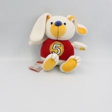 Doudou lapin blanc rouge jaune