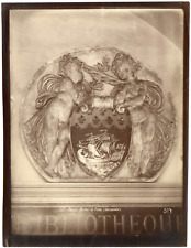 Paris, dessus de porte de la bibliothèque  Vintage albumen print, Tirage alb