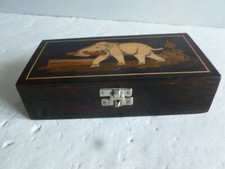 JOLIE BOITE EN PALISSANDRE ? PYROGRAVE A DECOR D UN ELEPHANT  TBE