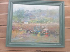 Huile Sur Toile Marine Bernard Delettre Honfleur Port De  Peche