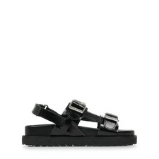 Sandales Nu Pieds Kickers fille Neosummer Kid Noir Noire Cuir A boucles