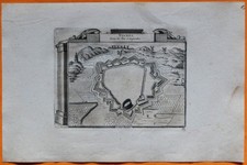 VAN DER AA Gravure originale c1725 PLAN DE NÎMES Gard Bas-Languedoc Arènes