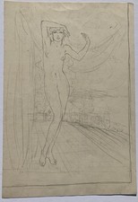 Dessin Original Pierre Noire Édouard Chinot (1880-1959) Nu Féminin