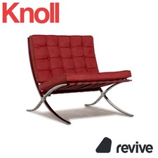 Fauteuil Barcelona Knoll International En Tissu Cuir Textil Rouge Vintage