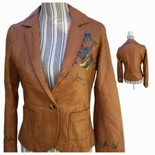 Veste Vintage Cuir D'agneau Camel VENTCOUVERT Taille 38