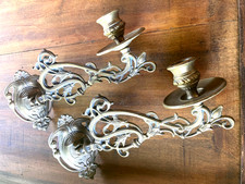 Magnifique paire de bougeoirs à  piano en laiton ou chandelier de piano XIXe