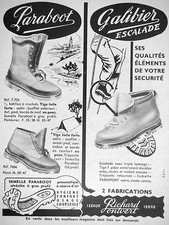 PUBLICITÉ 1954 RICHARD PONTVERT PARABOOT GALIBIER ESCALADE ÉLÉMENTS DE SÉCURITÉ